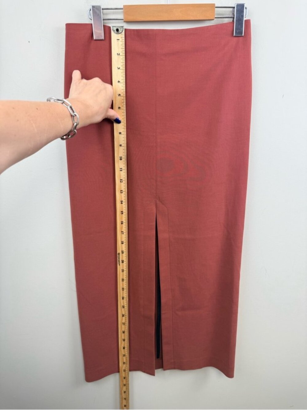 Jeremy Laing brick orange skirt with slit up front medium - Picture 5 of 12